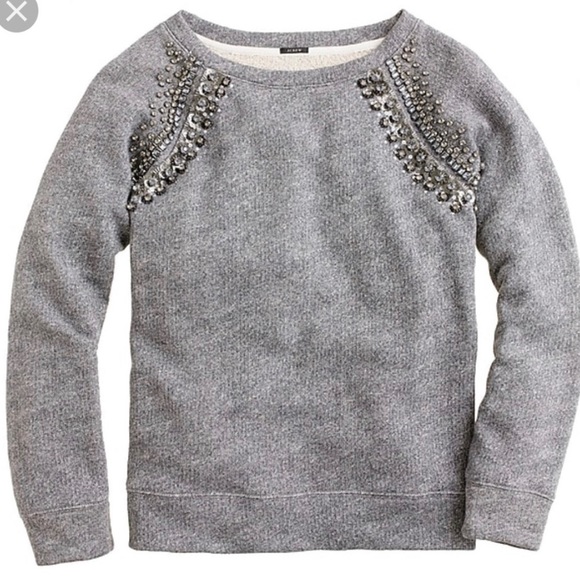 J.Crew Factory Gray Beaded Sweatshirt XS - Picture 1 of 4